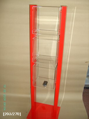plexiglass stand με κόκκινο-πορτοκαλί
