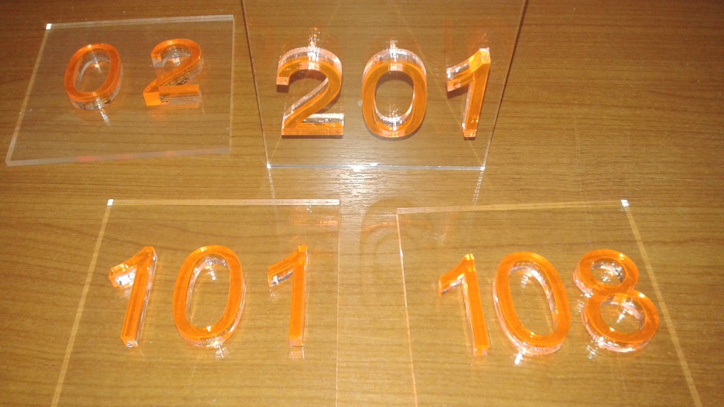 αριθμοί από plexiglass