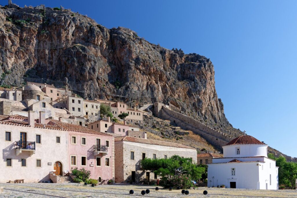 Picturesque Monemvasia with its medieval architecture and stunning cliffside views.